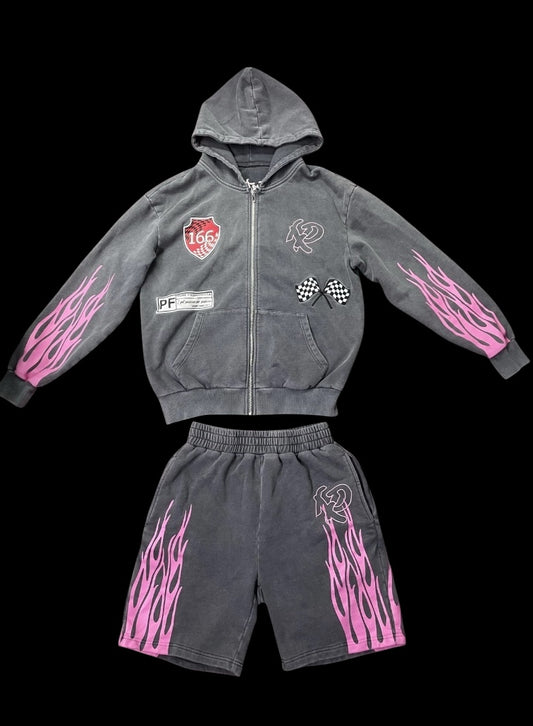 166 Racer Shorts-Set (Smoke Rose)